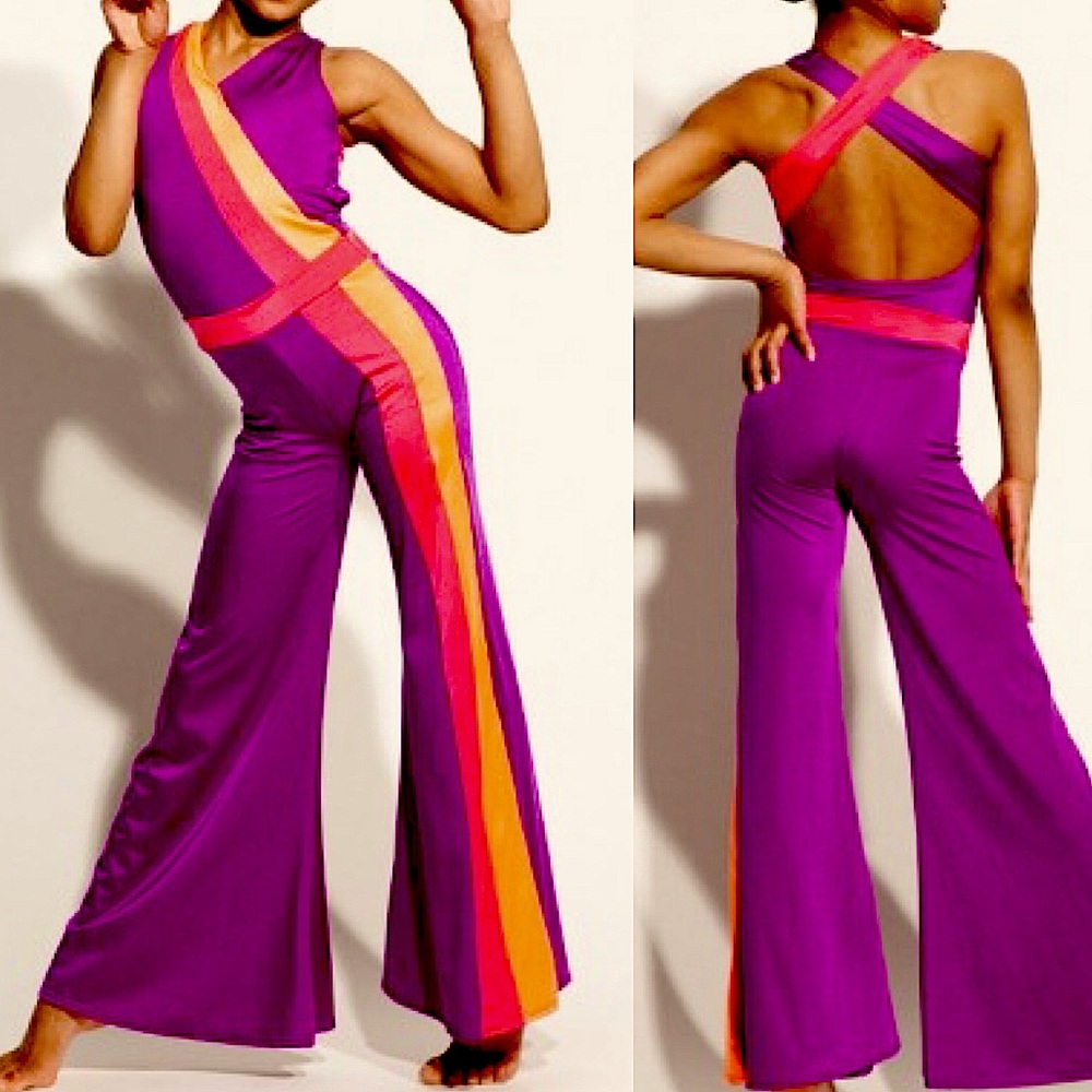 The Line up dance costume wide leg jumpsuit purple HEATHER UNITARD purple 10